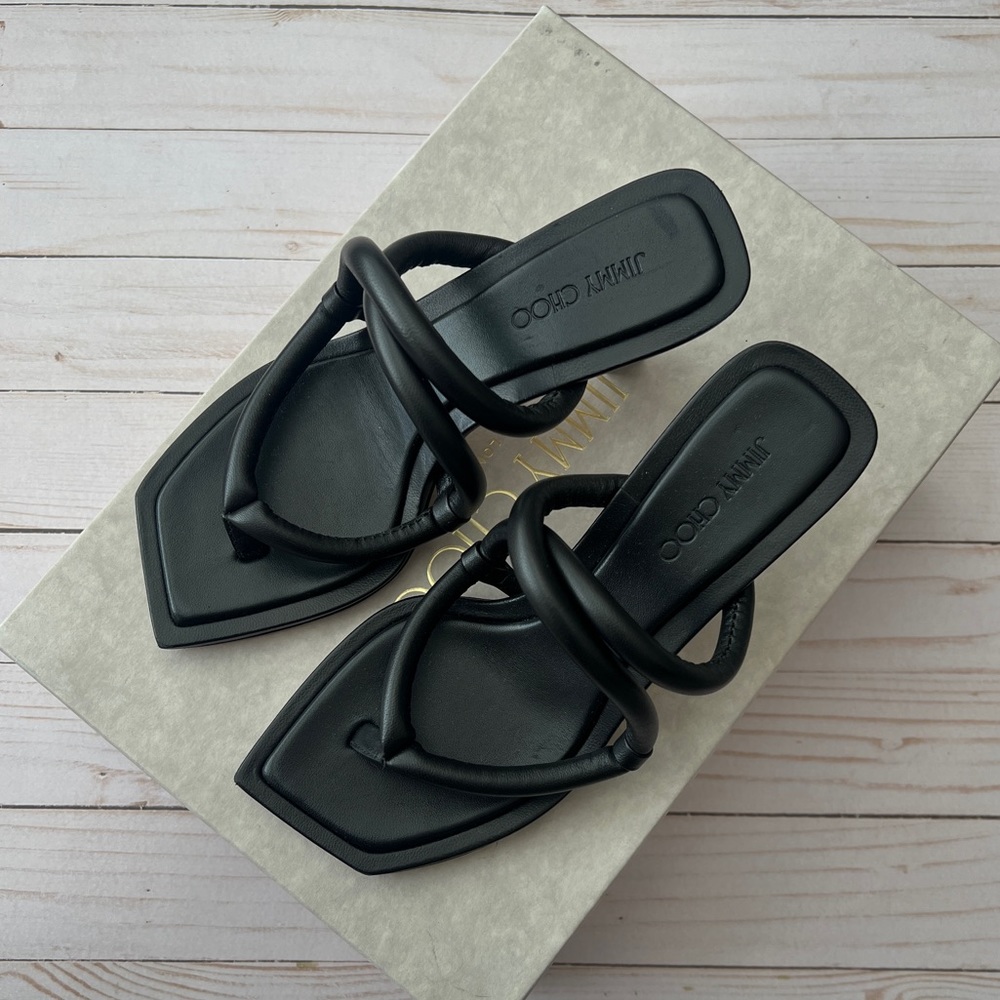 New Authentic Jimmy Choo Cape 70 leather sandal size 35 black